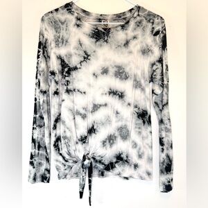 ERGE Black White and Gray Tie-Dye Long Sleeve Top Juniors Girls Size Large L
